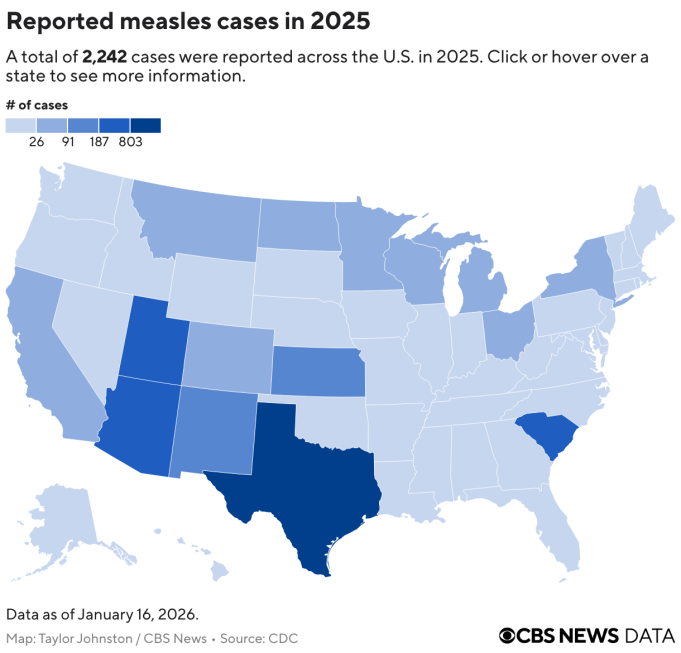 2025 Texas Measles Outbreak Map