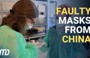 China Seizes 31M Fake Face Masks in Crackdown Chinese authorities inspect a pile of confiscated counterfeit face masks in a warehouse during a crackdown on fake PPE.
