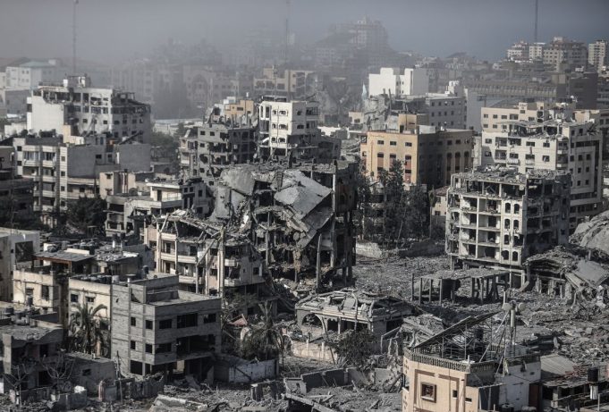 Gaza Skyline With Damaged Buildings