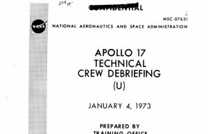 NASA Apollo 17 UV Data Reveals Unexplained Spectrum Apollo 17 crew debriefing document with ultraviolet spectrum data on a table, highlighting the unexplained observation.
