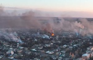 Russia Intensifies Bakhmut Assault With Wagner Group Smoke rises from damaged buildings in Bakhmut as Russian forces shell the city in eastern Ukraine.